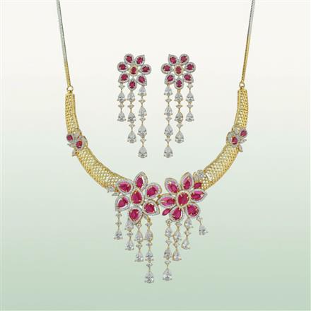 Cz Classic Necklace Set With Gold Plating