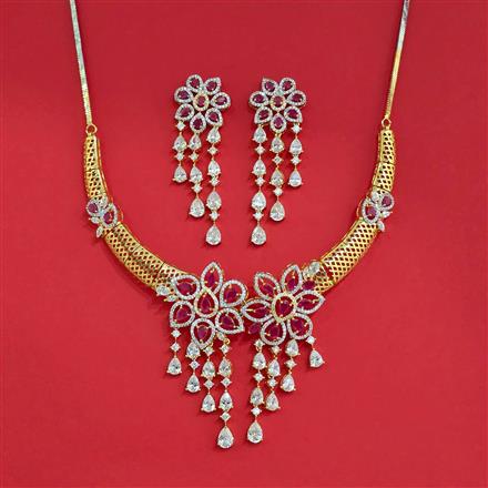 Cz Classic Necklace Set With Gold Plating