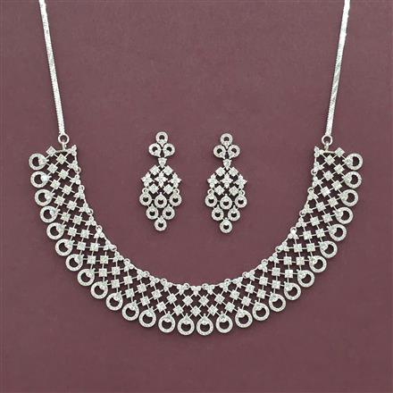 Cz Classic Necklace Set With 2 Tone Rhodium Plating