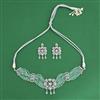 Cz Choker Necklace Set With Rhodium Plating