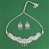 Cz Choker Necklace Set With Rhodium Plating