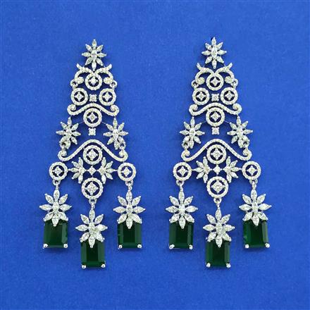 Cz Classic Earring With Rhodium Plating