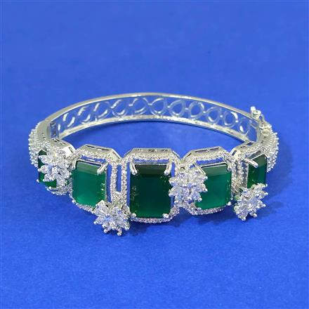 Cz Openable Kada With Rhodium Plating