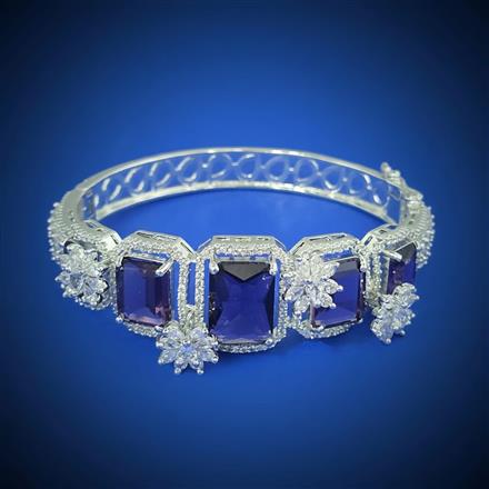 Cz Openable Kada With Rhodium Plating