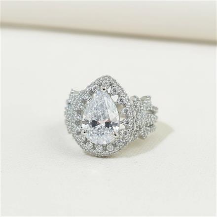Cz Adjustable Ring With Rhodium Plating