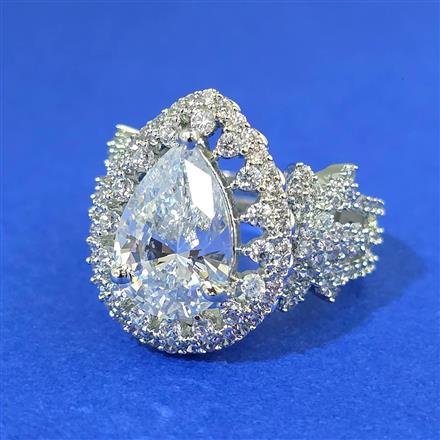 Cz Adjustable Ring With Rhodium Plating