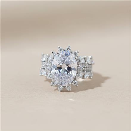 Cz Adjustable Ring With Rhodium Plating