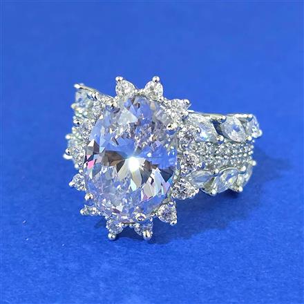 Cz Adjustable Ring With Rhodium Plating