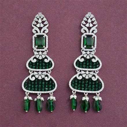 Cz Classic Earring With Rhodium Plating