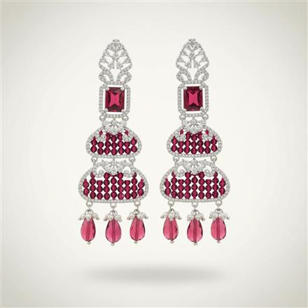 Cz Classic Earring With Rhodium Plating
