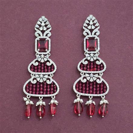 Cz Classic Earring With Rhodium Plating