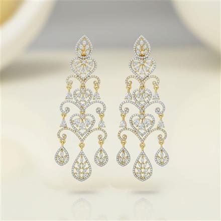 Cz Classic Earring With Mehndi 2 Tone Rhodium Plating