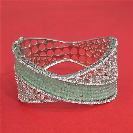 Cz Openable Kada With Rhodium Plating