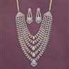 Cz Long Necklace Set With 2 Tone Rhodium Plating