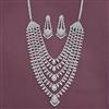 Cz Long Necklace Set With 2 Tone Rhodium Plating