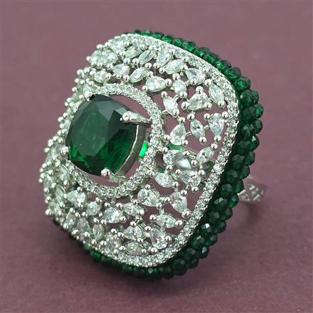 Cz Adjustable Ring With Rhodium Plating