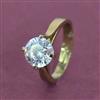 Cz Adjustable Ring With Mehndi 2 Tone Rhodium Plating