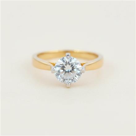 Cz Adjustable Ring With Mehndi 2 Tone Rhodium Plating