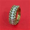 Cz Adjustable Ring With Mehndi 2 Tone Rhodium Plating