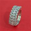 Cz Adjustable Ring With Mehndi 2 Tone Rhodium Plating