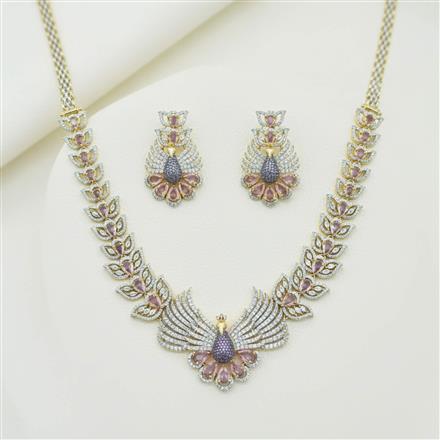 Cz Classic Necklace Set With 2 Tone Plating