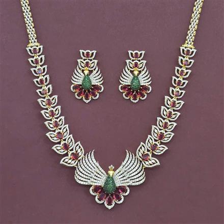 Cz Classic Necklace Set With 2 Tone Plating