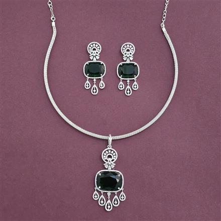 Cz Classic Pendant Set With Rhodium Plating