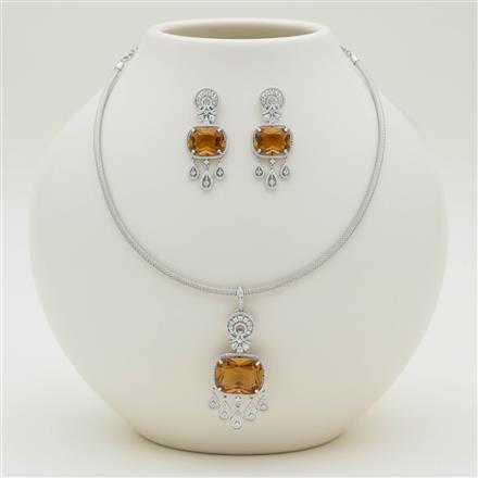 Cz Classic Pendant Set With Rhodium Plating