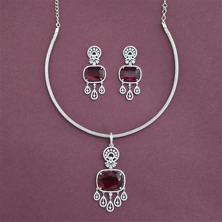 Cz Classic Pendant Set With Rhodium Plating