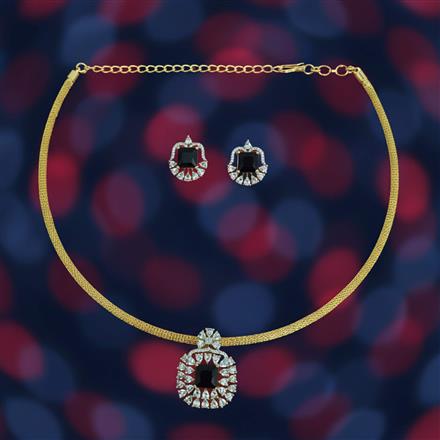 Cz Classic Pendant Set With 2 Tone Plating