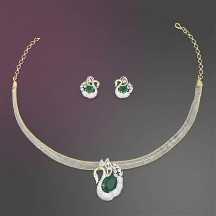 Cz Classic Pendant Set With 2 Tone Plating