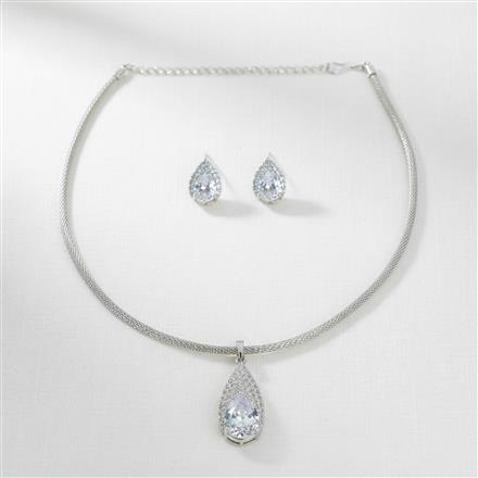Cz Classic Pendant Set With Rhodium Plating