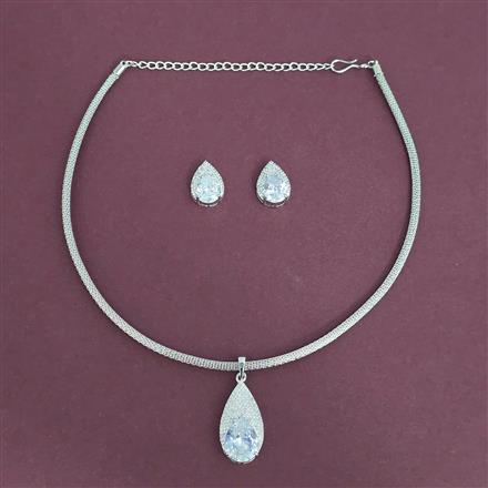 Cz Classic Pendant Set With Rhodium Plating