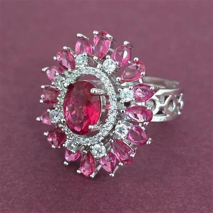 Cz Adjustable Ring With Rhodium Plating