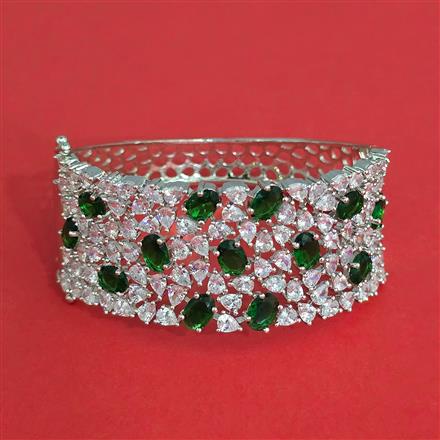 Cz Openable Kada With Rhodium Plating