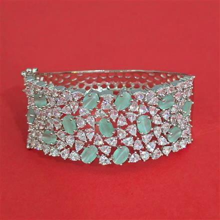 Cz Openable Kada With Rhodium Plating