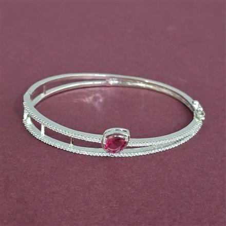 Cz Openable Kada With Rhodium Plating