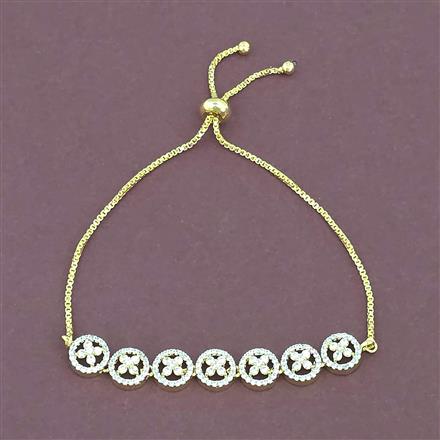 Cz Adjustable Bracelet With 2 Tone Rhodium Plating