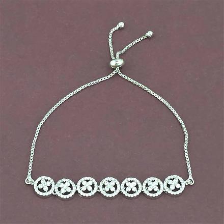 Cz Adjustable Bracelet With 2 Tone Rhodium Plating