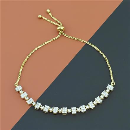 Cz Adjustable Bracelet With 2 Tone Rhodium Plating