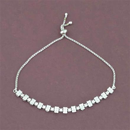 Cz Adjustable Bracelet With 2 Tone Rhodium Plating