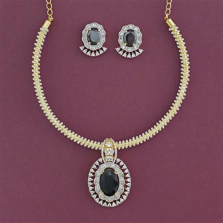 American Diamond Pearl Pendant Set With Gold Plating