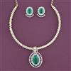 American Diamond Pearl Pendant Set With Gold Plating