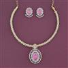 American Diamond Pearl Pendant Set With Gold Plating