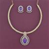 American Diamond Pearl Pendant Set With Gold Plating