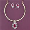 American Diamond Pearl Pendant Set With Gold Plating
