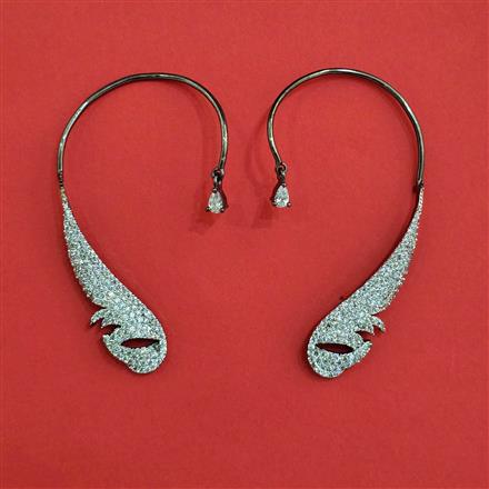 Cz Earcuff With Black 2 Tone Rhodium Plating