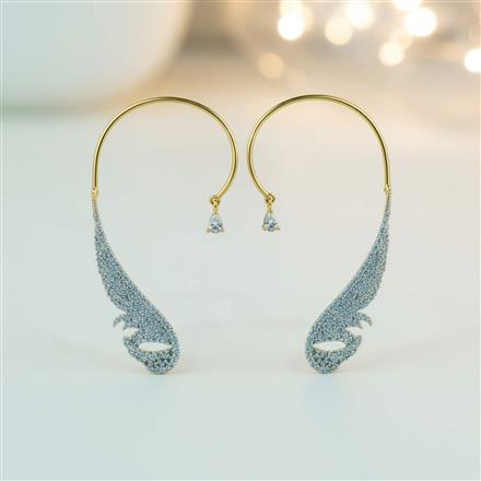 Cz Earcuff With Black 2 Tone Rhodium Plating