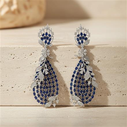 Cz Classic Earring With Rhodium Plating