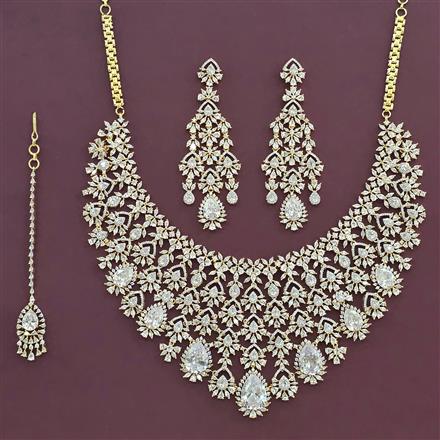 Cz Classic Necklace Set With 2 Tone Plating